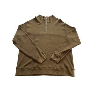 Cotton Citizen Half Zip Sweater in Brown Clay
